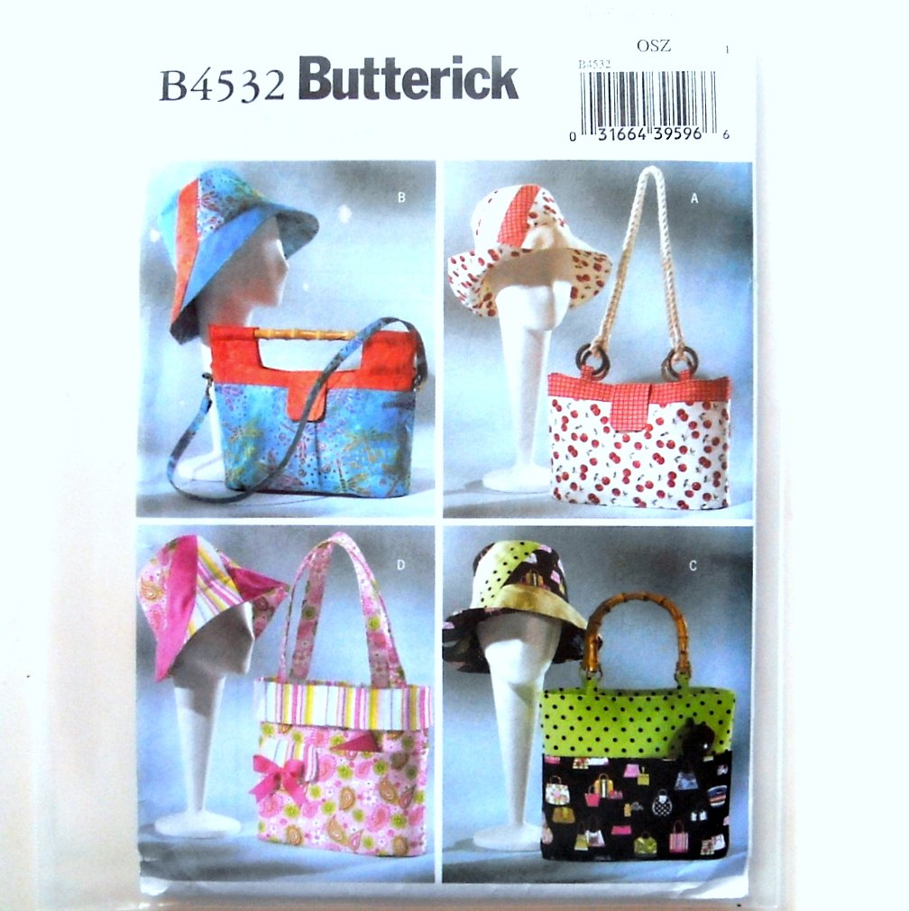 Handbags Totes and Matching Hat Butterick Sewing Pattern B4532