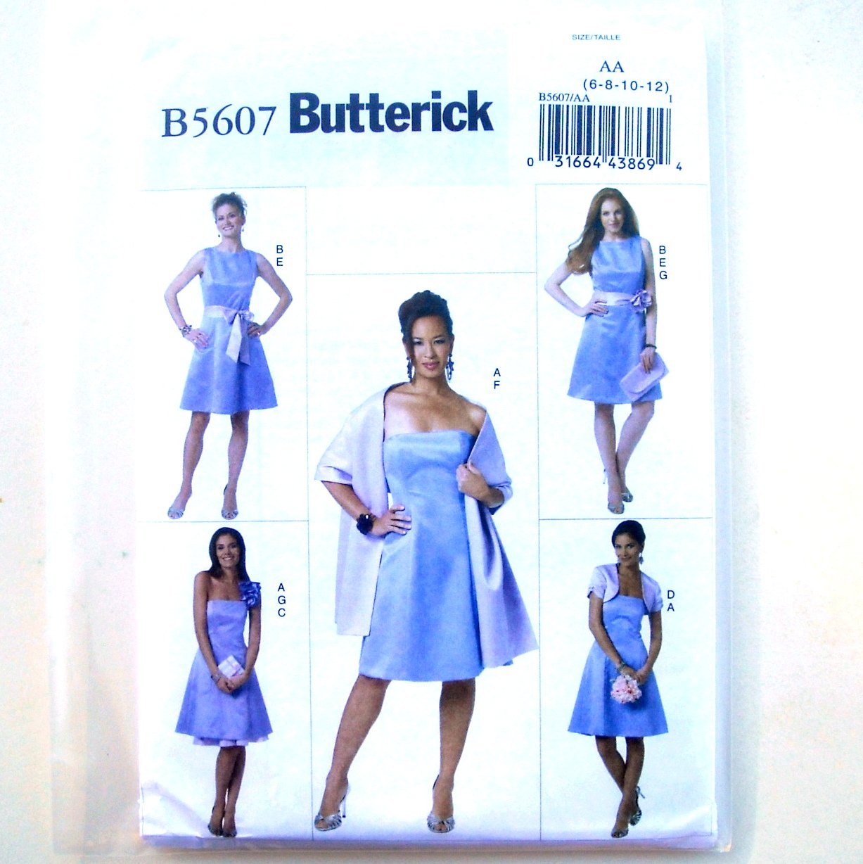 Butterick Pattern B5607 Size 6 - 12 Misses Dress Slip Shrug Sash Shawl Flower