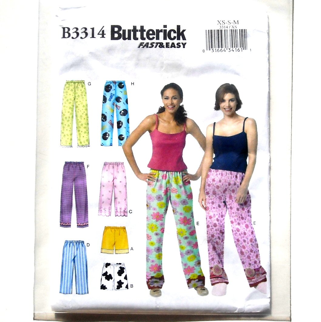 Misses' Top Shorts & Pants Size XS - M Butterick Sewing Pattern B3314