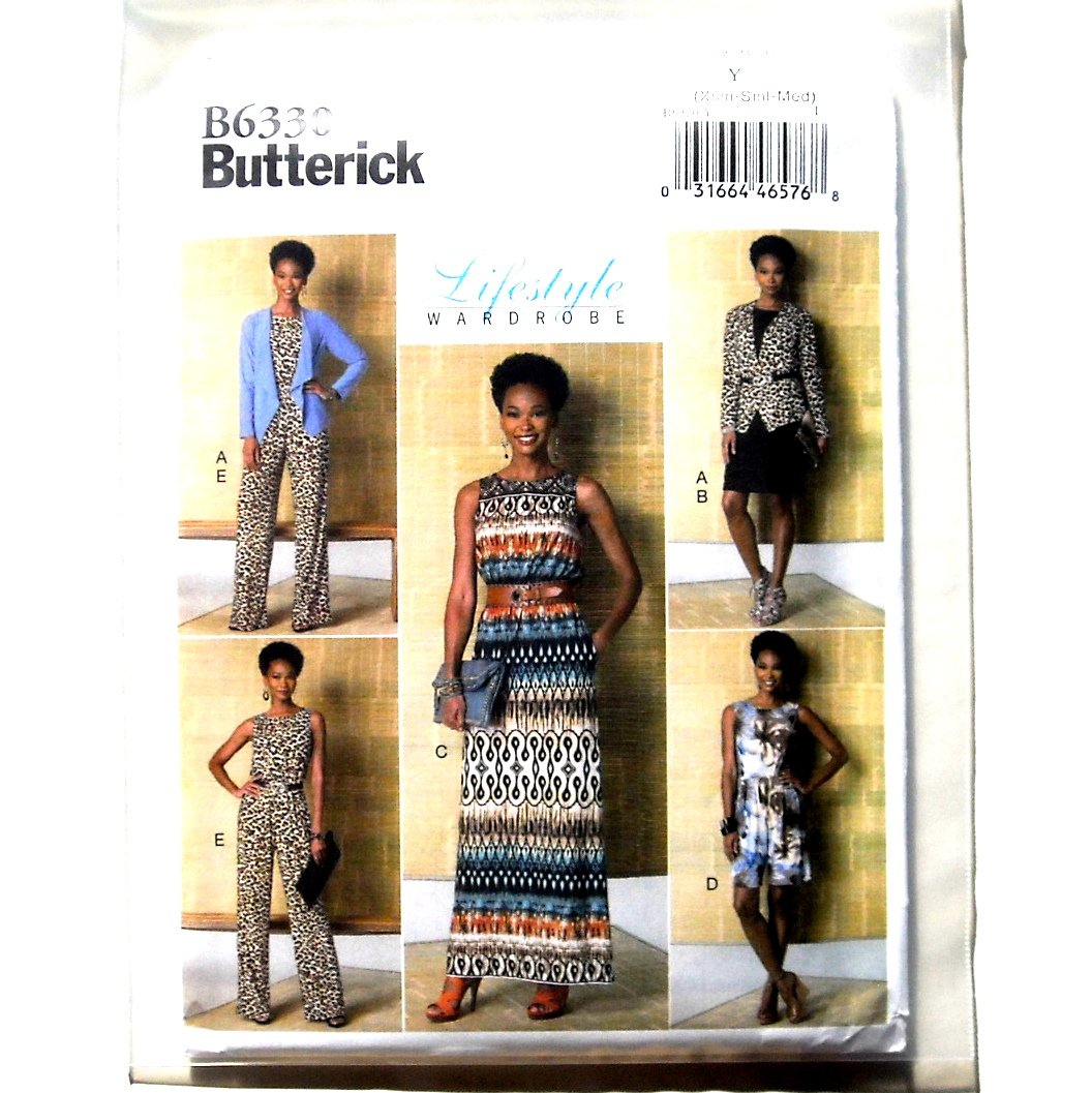 Misses' Jacket Elastic-Waist Dress Romper Jumpsuit Butterick Sewing Pattern B6330