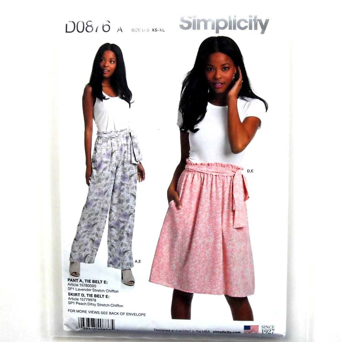 Misses' Pull On Skirt Pants Simplicity Sewing Pattern D0876