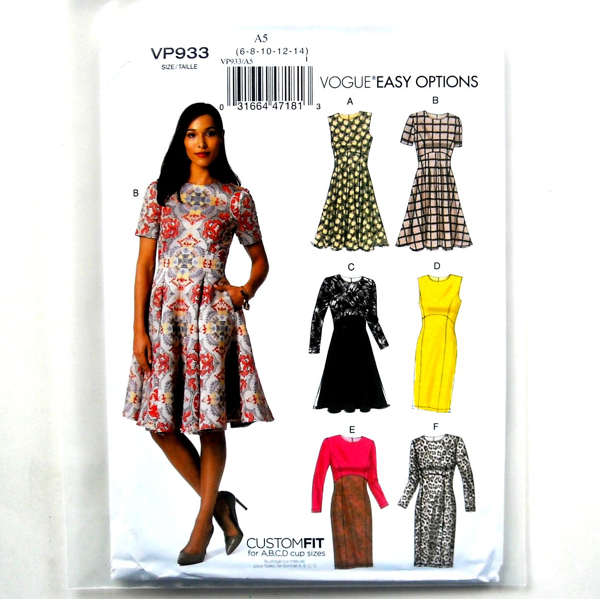 Misses' Dresses Flared Straight Skirt Options Vogue Sewing Pattern VP933