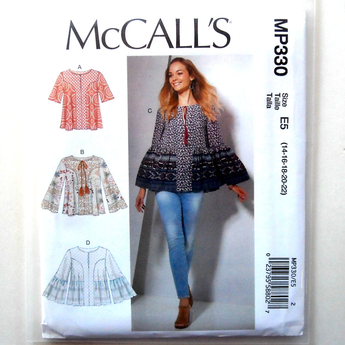 Women's' Tops Flared Sleeves McCall's Sewing Pattern MP330