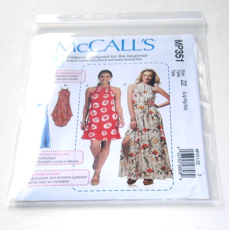 Women's Gathered Neckline Dresses McCall's Sewing Pattern MP351