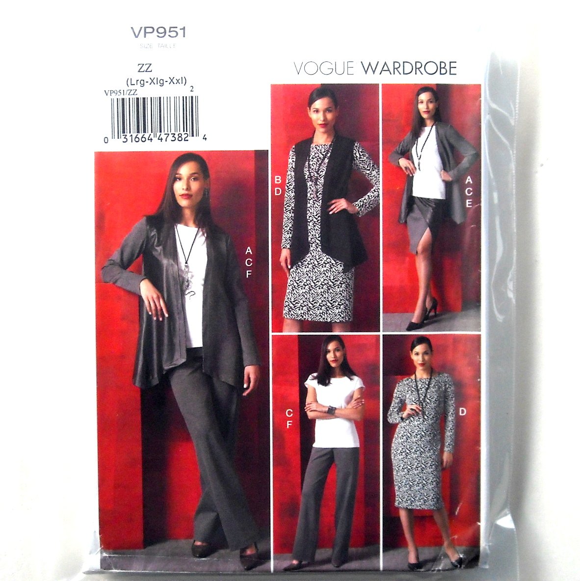 Women's Jacket Vest Top Dress Skirt Pants Vogue Sewing Pattern VP951