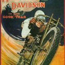 Vintage Harley Davidson Motorcycle V Twin Bike Goodyear Tires Ad Poster Photo