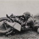 Vintage WW2 Harley Davidson WLA 45 Motorcycle Army G I Soldier Machine Gun Photo