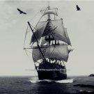 Wooden Pirate Ship Ocean Lighthouse Nostalgic Nautical Wall Art Picture Photo