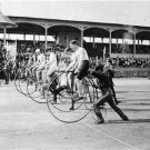 1890 BLACK AND WHITE VINTAGE BICYCLE RACE PHOTO LASTEST INVENTION ATHLETES GAMES