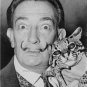 Salvador Dali B & W Face with Cat Photo Spanish Artist