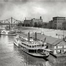BEAUTIFUL WALL ART PITTSBURGH PENNSYLVANIA PADDLE WHEEL RIVER BOATS 1910 PHOTO