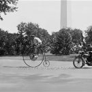 Washington Monument Penny Farthing Velocipede Bicycle Policeman Motorcycle Photo