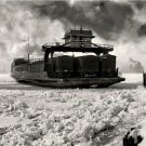 PHOTO DETROIT MICHIGAN AUOTMOBILES TRAIN CARS FERRY BOAT ICE FROZEN LAKE ERIE