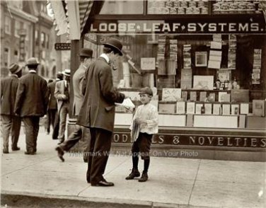 Vintage Old Time News Paper Boy 1905 New York City Sepia Tone Wall Art Photo