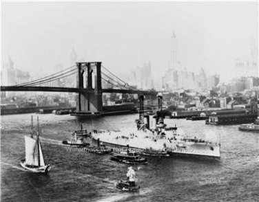 Ship USS Florida 1912 Naval Battleship History New York Brooklyn Bridge Photo