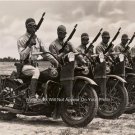 Vintage WW2 Army Soldiers WLA 45 Harley Davidson Motorcycles Tommy Guns Photo
