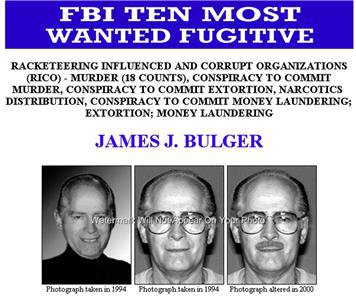Whitey Bulger Gangster Organized Crime Illegal Gambling FBI Most Wanted Photo
