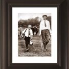 FRAMED FRANCIS OUIMET & CADDY 1913 U.S.OPEN AMERICAN AMATEUR GOLFER RARE PHOTO