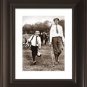 FRAMED FRANCIS OUIMET & CADDY 1913 U.S.OPEN AMERICAN AMATEUR GOLFER RARE PHOTO