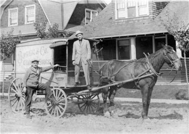 SHARP PHOTO HORSE DRAWN HOME DELIVERY WAGON NOSTALGIC 1914 GENERAL STORE GOODS