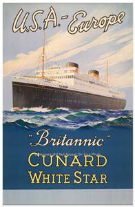 BRITANNIC BRITISH OCEAN LINER PASSENGER SHIP WWII CUNARD WHITE STAR LINE PHOTO