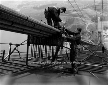 San Francisco Bay Golden Gate Bridge Historical Wall Art Construction Rare Photo