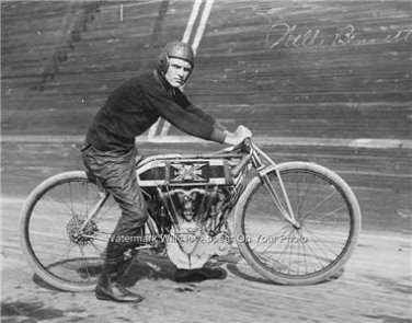 Vintage V Twin Excelsior British Motorcycle Board Track Racer Wall Shop Photo
