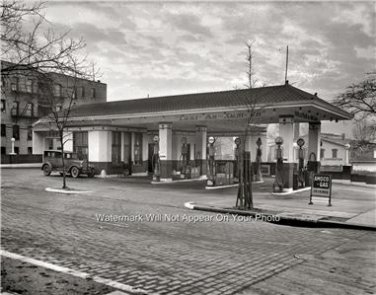 Vintage Automobile Washington D.C. Gas Station Amoco Standard Oil Company Photo