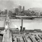 VINTAGE BLACK AND WHITE 1905 PHOTO PITTSBURGH PENNSYLVANIA BRIDGE PADDLE BOAT