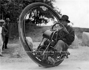 Weird1930's Vintage Invention Concept Strange Vehicle One Wheel Motorcycle Photo