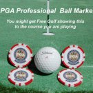 PGA PROFESSIONAL RED POKER CHIP GOLF BALL MARKERS COLLECTABLE GIFT ACCESSORIES
