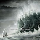 Sail Boat Killer Monster Storm Wave Nautical Wall Art Picture Photo Gift Idea