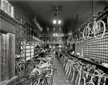 Vintage Phonograph Bicycle Indian Excelsior Motorcycle Shop Music Cylinder Photo