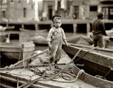 Nostalgic1909 Boston Harbor Cute Young Boy On Wooden Boats Relaxing Scene Photo