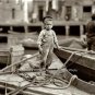 Nostalgic1909 Boston Harbor Cute Young Boy On Wooden Boats Relaxing Scene Photo