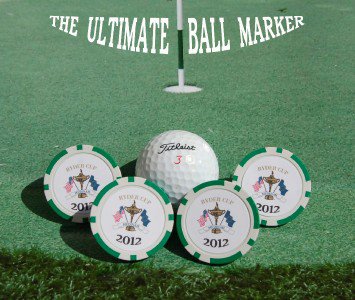THE RYDER CUP 2012 POKER CHIP GOLF BALL MARKER COLLECTABLE SET 4 ACCESSORY GIFT