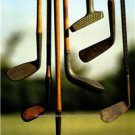PHOTO VINTAGE GOLF CLUBS MASHIE NIBLICK ST. ANDREWS HOME SCOTLAND HICKORY SHAFTS