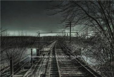 PHOTO ABANDONED TRAIN TRACKS RAILROAD NOSTALGIC AMERICANA WALL ART PICTURE