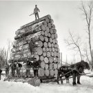 1890 Michigan Lumberjacks Snowy Scene Horse Drawn Sled Early Americana Photo