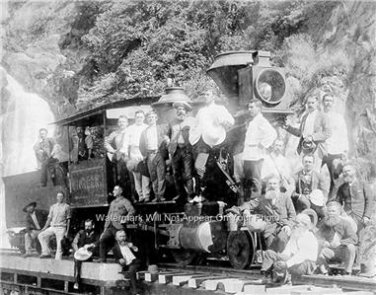 RARE UNIQUE 1895 STEAM ENGINE PHOTO COAL TRAINS LOCOMOTIVES ENGINEER CONDUCTOR