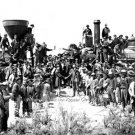 TRAINS STEAM ENGINE LOCOMOTIVE RAILROAD UNION PACIFIC IRON HORSE 1869 PHOTO