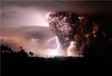 Huge Volcano Lightning Strike Photo Gift Idea Clouds Wall Art Lobby Rare Picture