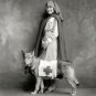 VINTAGE LOOKING RED CROSS NURSE AND DOG PHOTO1917 BLACK & WHITE CANINE VOLUNTEER