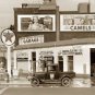 TEXACO GASOLINE CAMEL COCA-COLA 1940 PHOTO NOSTALGIC SIGNS GAS PUMPS AUTOMOBILES