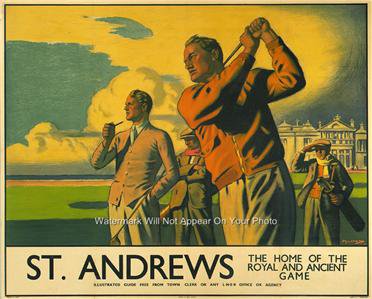 PHOTO VINTAGE LOOKING POSTER ST. ANDREWS GOLFS HOME SCOTLAND OLD TOM MORRIS