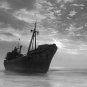 Ghost Ship Fog Clouds Calm Ocean Water Nostalgic Nautical Wall Art Picture Photo