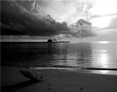 Calm Ocean Sandy Beaches Storm Clouds Relaxing Nautical Wall Art Picture Photo