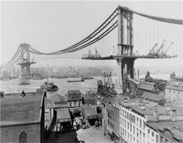 Rare New York Brooklyn Bridge Historical Landmark Wall Art Construction Photo