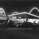 McDonalds Restaurant .15 Hamburgers Old Classic Cars Automobile Night Time Photo
