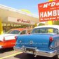 McDonalds Restaurant Hamburgers Old Ford Oldsmobile Cars Automobile Color Photo